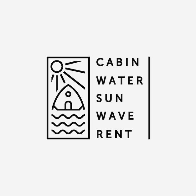 Minimalist Cabin Water Sun Wave Rent Icon Logo Jiffy Designs