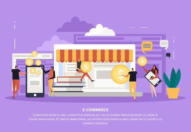 Vibrant E-commerce Storefront with Customers and Devices | Jiffy Designs