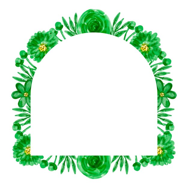 Vibrant Green Floral Frame with Leaves and Blooms | Jiffy Designs