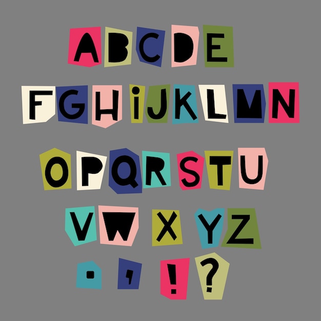 Vibrant Alphabet Collage with Playful Shapes and Colors | Jiffy Designs