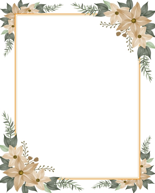 Elegant Floral Frame with Neutral Tones and Foliage | Jiffy Designs