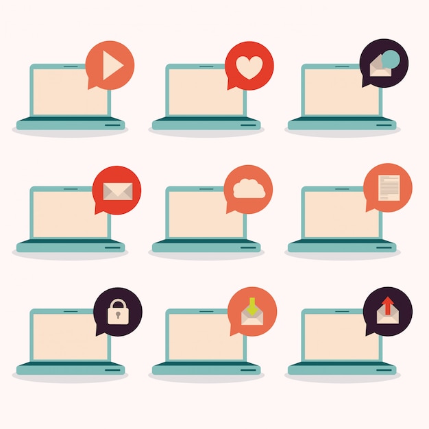 Vibrant Computer Icons Collection with Diverse Symbols and Colors ...