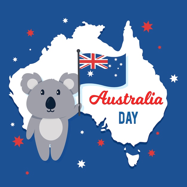 Adorable Koala Celebrates Australia Day with Waving Flag | Jiffy Designs