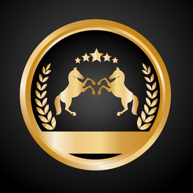 Golden Emblem with Majestic Lions and Laurel Wreath | Jiffy Designs