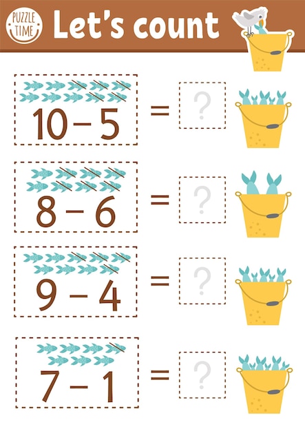 Engaging Math Subtraction Puzzle with Playful Imagery | Jiffy Designs