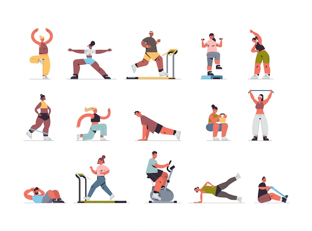 Diverse Collection of Vibrant Fitness and Exercise Illustrations ...