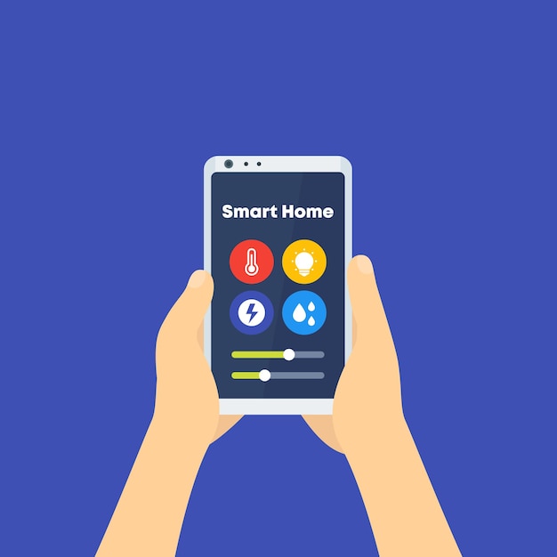 Smartphone Controlling Smart Home Devices with Colorful Icons | Jiffy ...