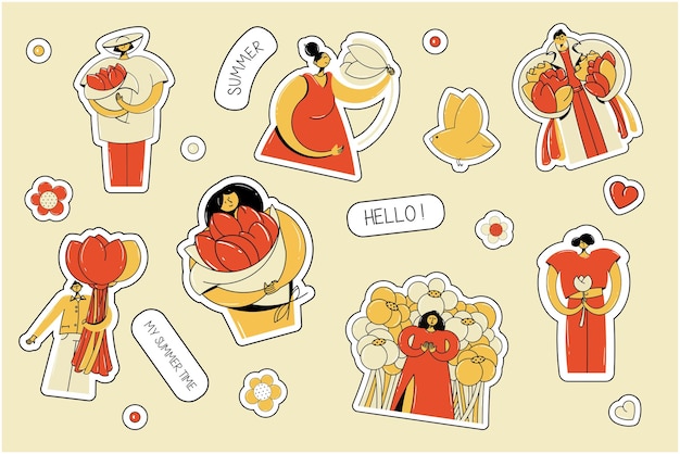 Vibrant Collection of Diverse Sticker Designs Featuring Stylized ...