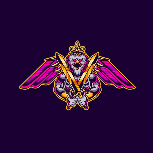 Majestic Winged Lion Emblem with Vibrant Hues | Jiffy Designs