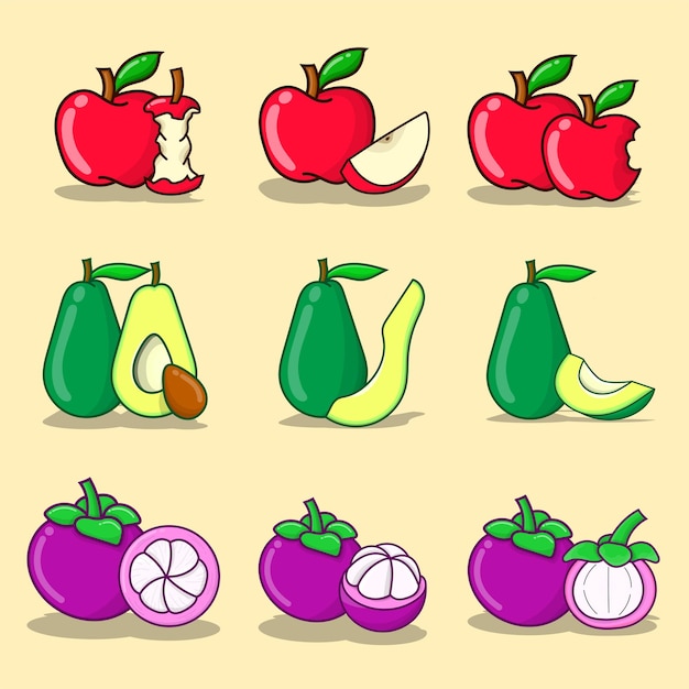 Vibrant Collection of Stylized Fruit Icons for Versatile Design Use ...