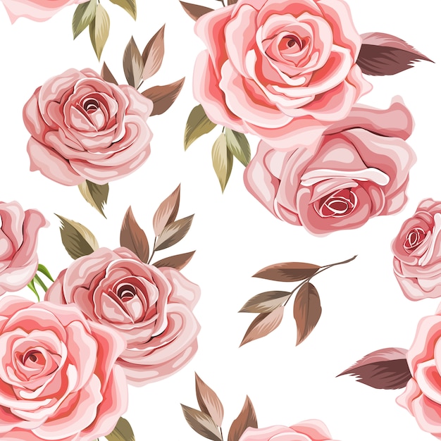 Delicate Pink Roses Pattern with Green Leaves | Jiffy Designs