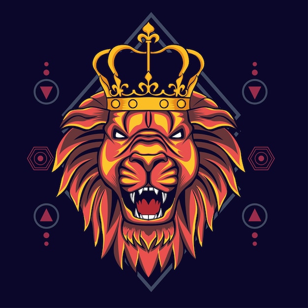 Majestic Lion King with Ornate Crown Emblem | Jiffy Designs