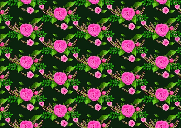 Vibrant Floral Pattern with Lush Pink Roses and Greenery | Jiffy Designs