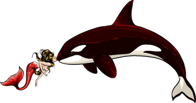 Majestic Orca and Mermaid Encounter in the Deep Ocean | Jiffy Designs