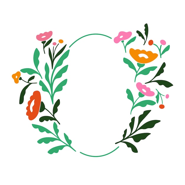 Vibrant Floral Wreath Illustration with Colorful Blooms | Jiffy Designs