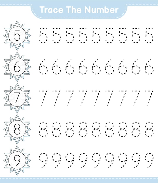 Tracing Numbers 5 through 9 in Floral Designs | Jiffy Designs