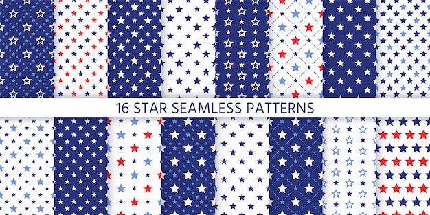 Patriotic Star-Spangled Collection of 16 Seamless Patterns | Jiffy Designs