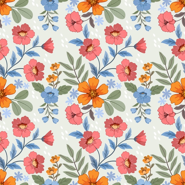 Vibrant Floral Pattern with Blooming Wildflowers and Foliage | Jiffy ...