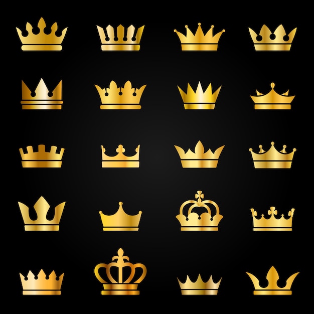 Regal Golden Crown Silhouettes on Elegant Black Background | Jiffy Designs
