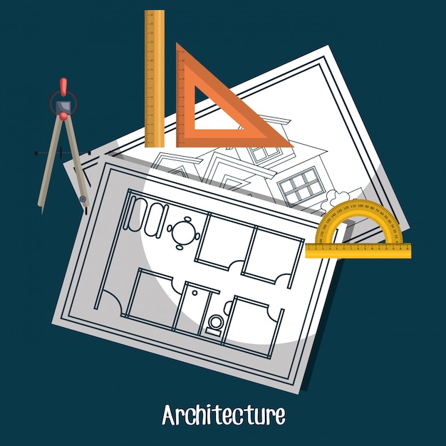 Architectural Design Elements with Drafting Tools Illustration | Jiffy ...