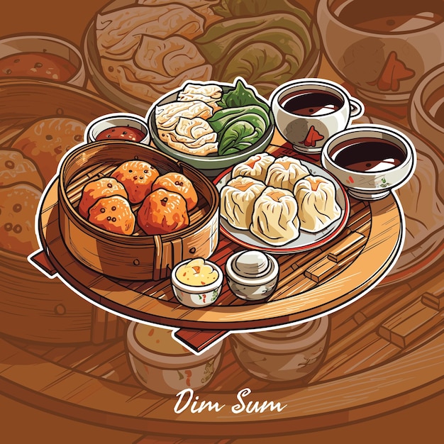 Assortment of Delectable Dim Sum Dishes on Wooden Tray | Jiffy Designs
