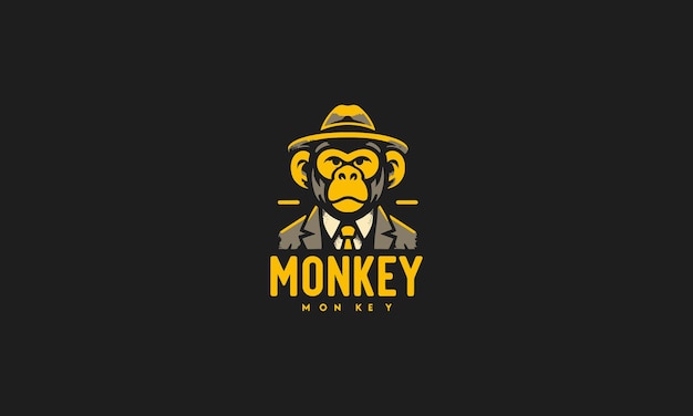 Dapper Monkey in Suit and Hat with Mustache Logo | Jiffy Designs