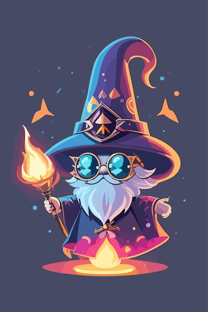 Whimsical Wizard Casting Spells in Vibrant Cosmic Setting | Jiffy Designs