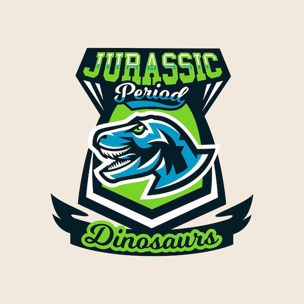 Vibrant Jurassic Period Dinosaur Emblem with Fierce Raptor | Jiffy Designs