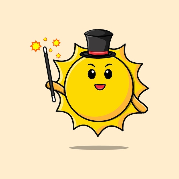 Cheerful Sun Wearing a Top Hat and Holding a Magic Wand | Jiffy Designs