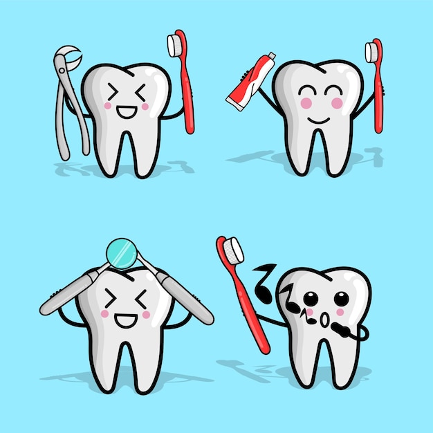 Playful Dental Characters with Toothbrushes and Dental Tools | Jiffy ...