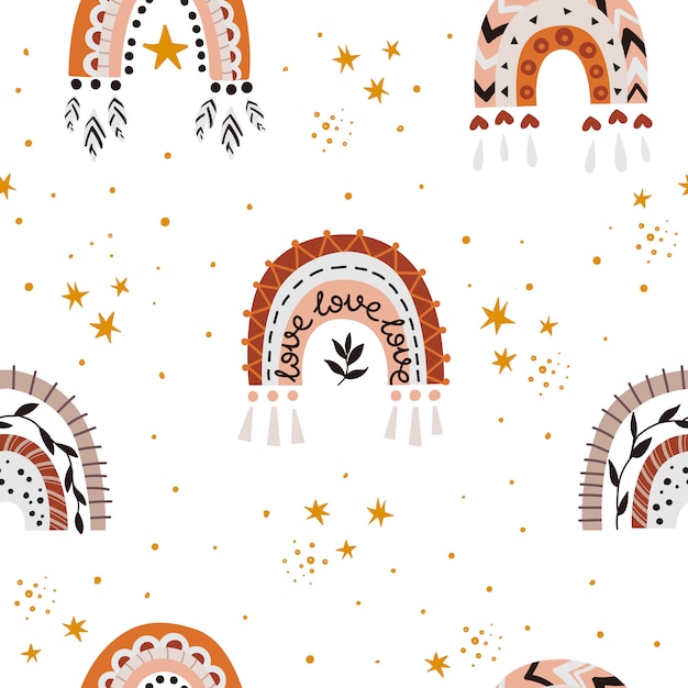 Whimsical Boho Rainbows and Stars Pattern | Jiffy Designs