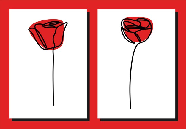 Vibrant Red Rose Illustrations with Minimalist Style | Jiffy Designs