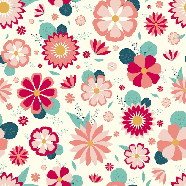 Vibrant Floral Pattern with Colorful Blooms and Petals | Jiffy Designs