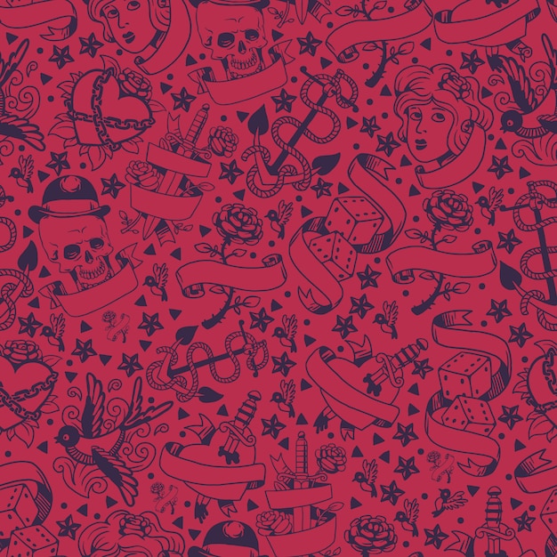 Vibrant Retro-Inspired Iconography on Crimson Background | Jiffy Designs