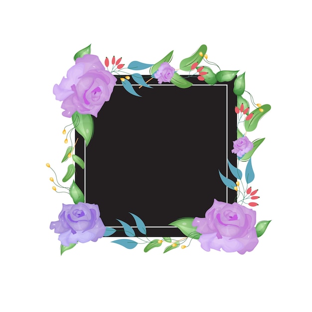 Vibrant Floral Frame with Elegant Purple Roses | Jiffy Designs