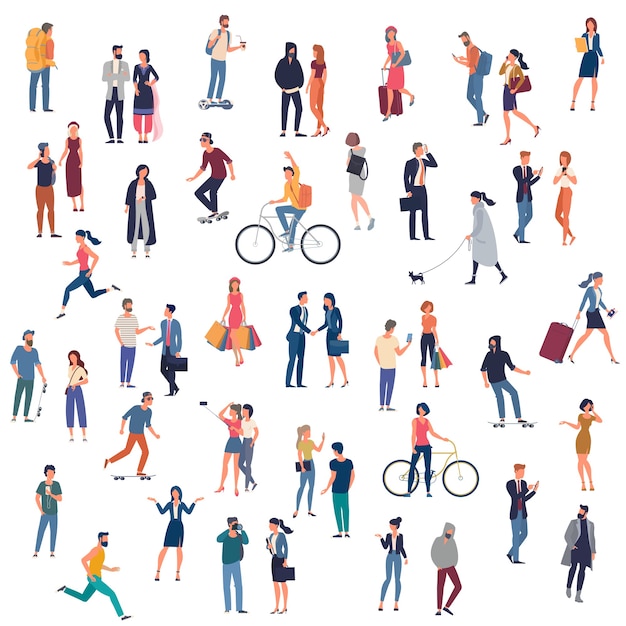 Diverse Crowd of People in Vibrant Urban Scene | Jiffy Designs