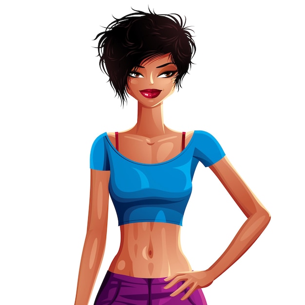Vibrant and Stylish Animated Woman in Trendy Outfit | Jiffy Designs