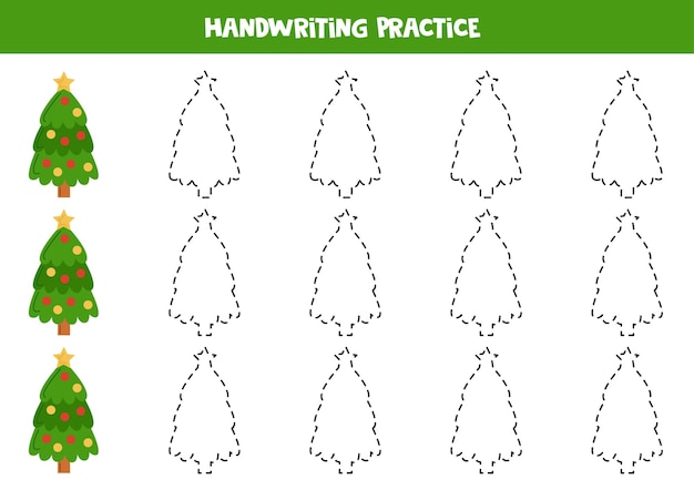 Charming Collection of Christmas Tree Handwriting Practice | Jiffy Designs