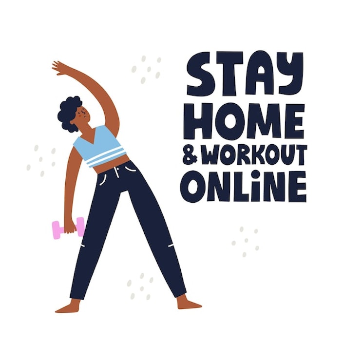 Motivated Person Exercising at Home during Quarantine EPS JPG SVG Digital Asset Downloadable Files Main Image