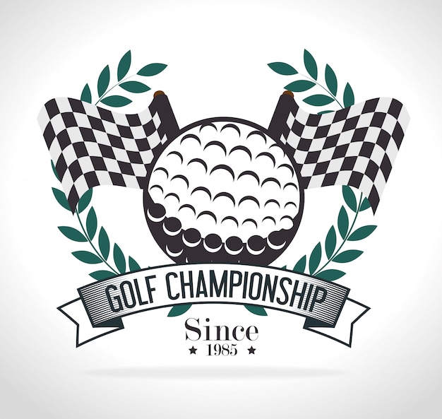 Vintage Golf Championship Emblem with Laurel Wreath and Checkered Flags ...