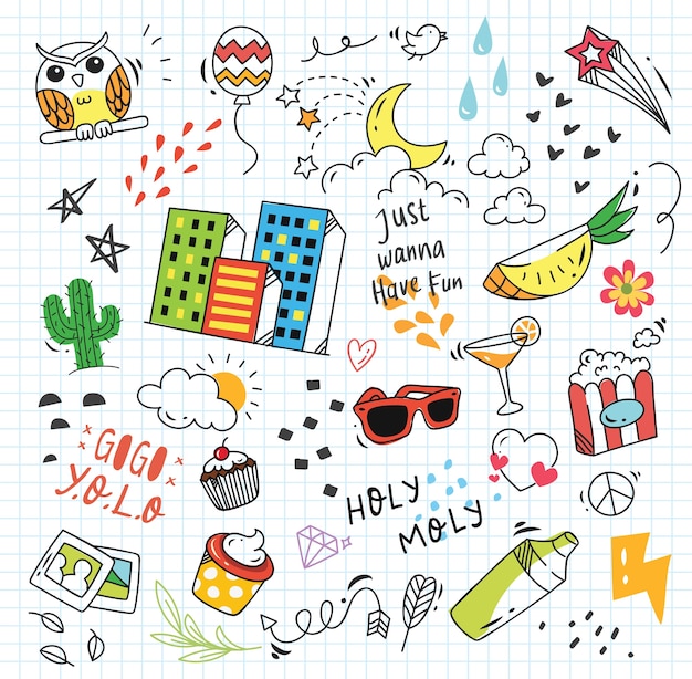 Whimsical Doodle World of Vibrant Shapes and Symbols | Jiffy Designs