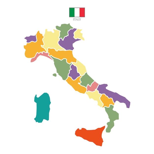 Vibrant Map of Colorful Regions Across Italy | Jiffy Designs