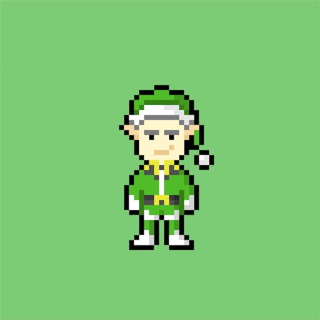 Retro Pixel Art Character in Green Outfit | Jiffy Designs