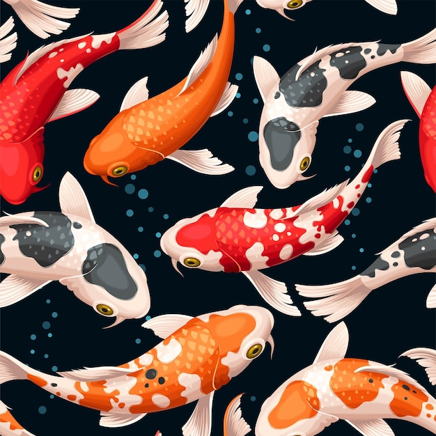 Vibrant Koi Fish Pond Seamless Pattern | Jiffy Designs