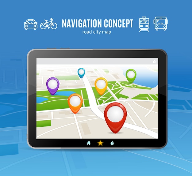 Colorful map of a city with navigation pointers | Jiffy Designs