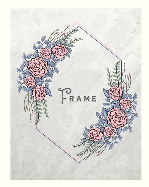 Delicate Floral Frame with Pastel Roses and Greenery | Jiffy Designs