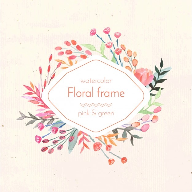 Elegant Floral Frame with Pink and Green Watercolor Flowers | Jiffy Designs