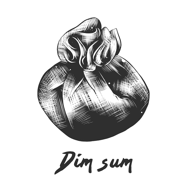 Intricate Black and White Dim Sum Illustration | Jiffy Designs