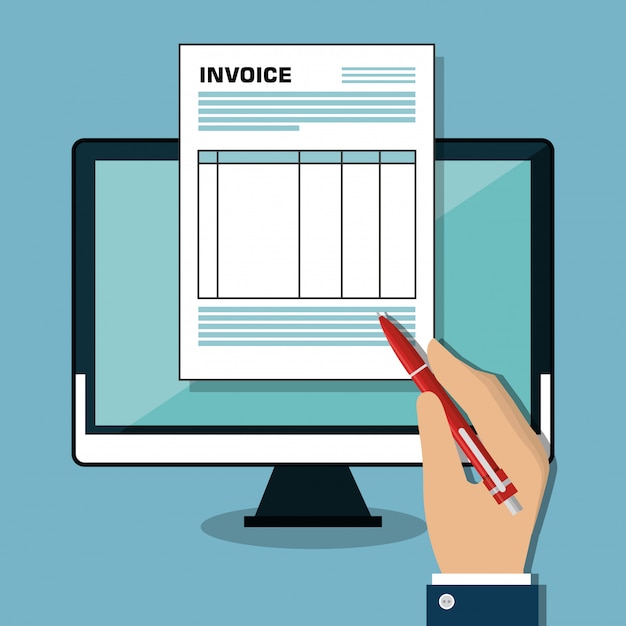 Invoice Document on Computer Screen Illustration | Jiffy Designs