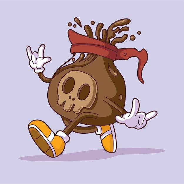 Funky Skull Character Rocking Out with Attitude | Jiffy Designs